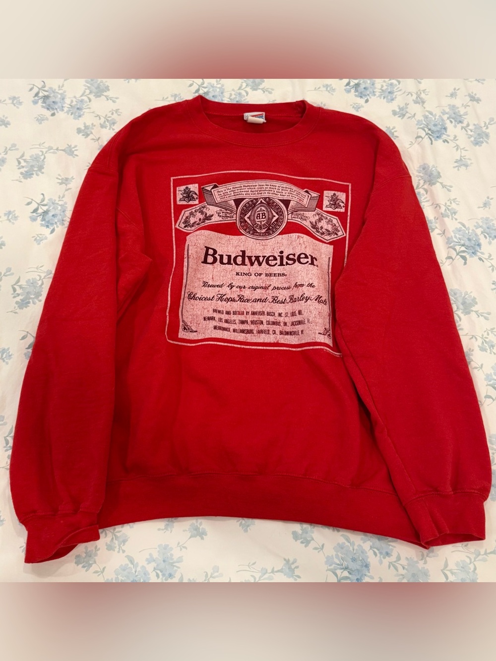 Junk Food Clothing Budweiser Red Crewneck Sweatshirt - Men